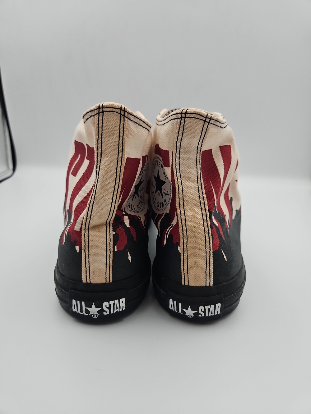 Converse High Top Sneakers White Black Red Star Graphic - Picture 5 of 9